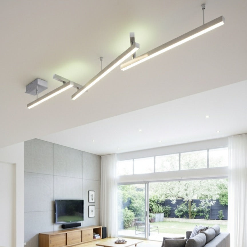 Lustra LED RGBW MELBY Reglabila Argintie 242cm Echivalent 300W Telecomanda