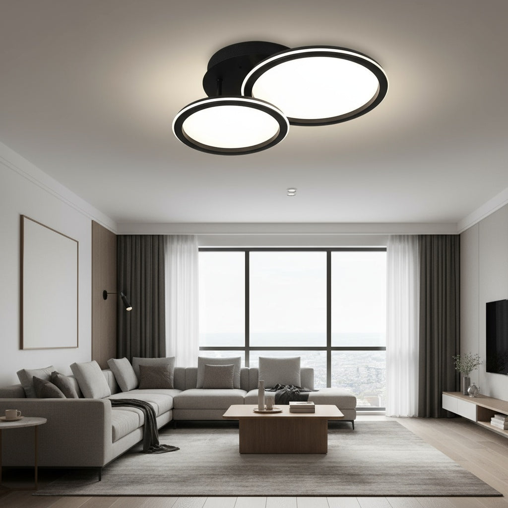 Lustra LED Polin 2 BLACK CIRCLE 300W Telecomanda