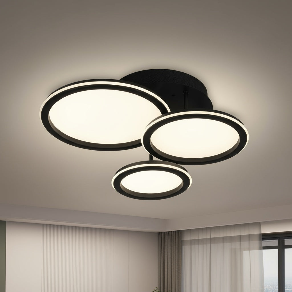 Lustra LED Polin 3 BLACK CIRCLE Echivalent 510W Telecomanda
