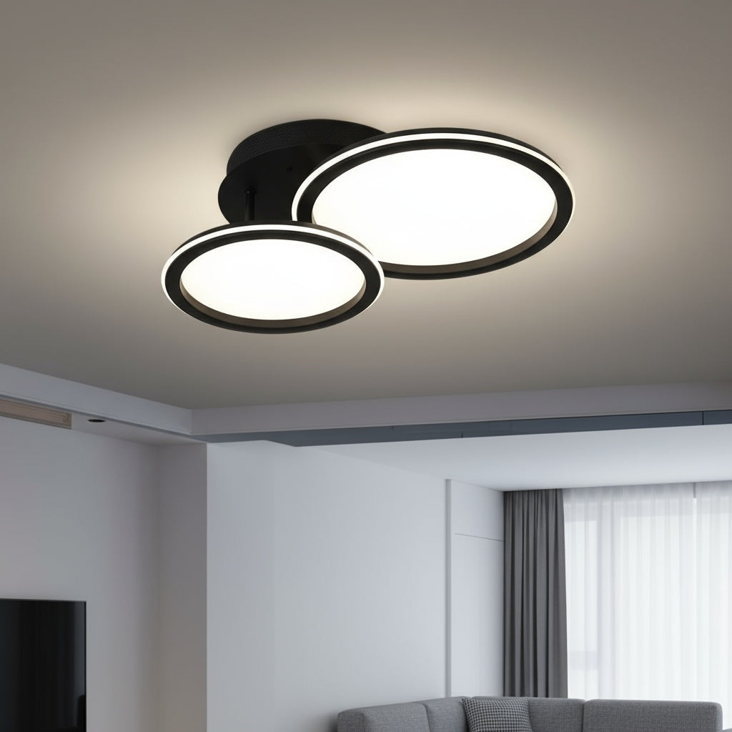 Lustra LED Polin 2 BLACK CIRCLE 300W Telecomanda