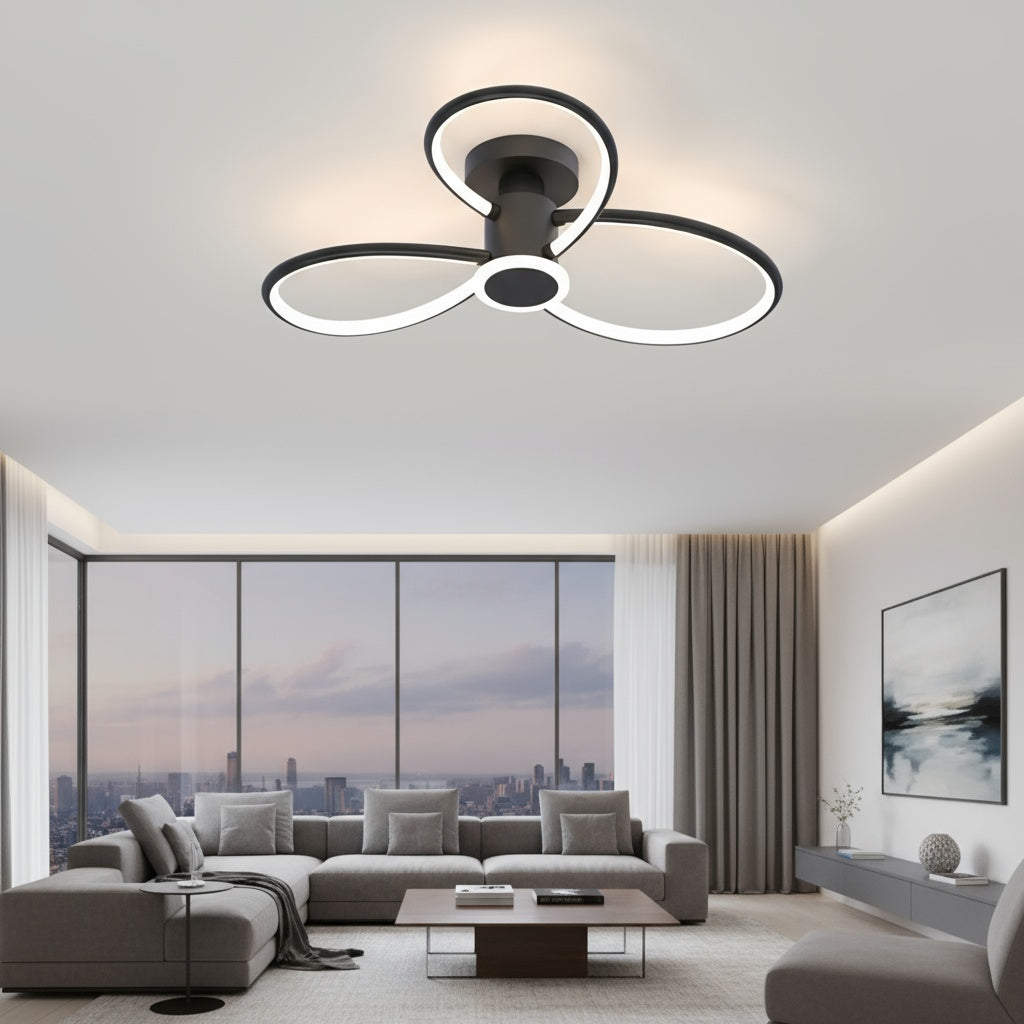 Lustra LED Lymon Neagra Echivalent 480W Telecomanda