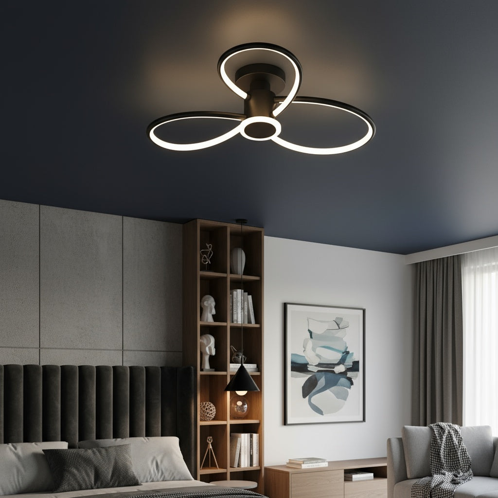 Lustra LED Lymon Neagra Echivalent 480W Telecomanda