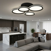 Lustra LED Polin 4 BLACK CIRCLE Echivalent 600W Telecomanda