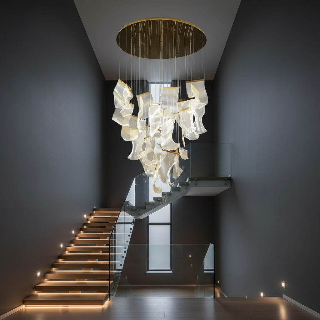 Lustra LED Luxury PAPER QUILL GOLD 25 Elemente Echivalent 500W