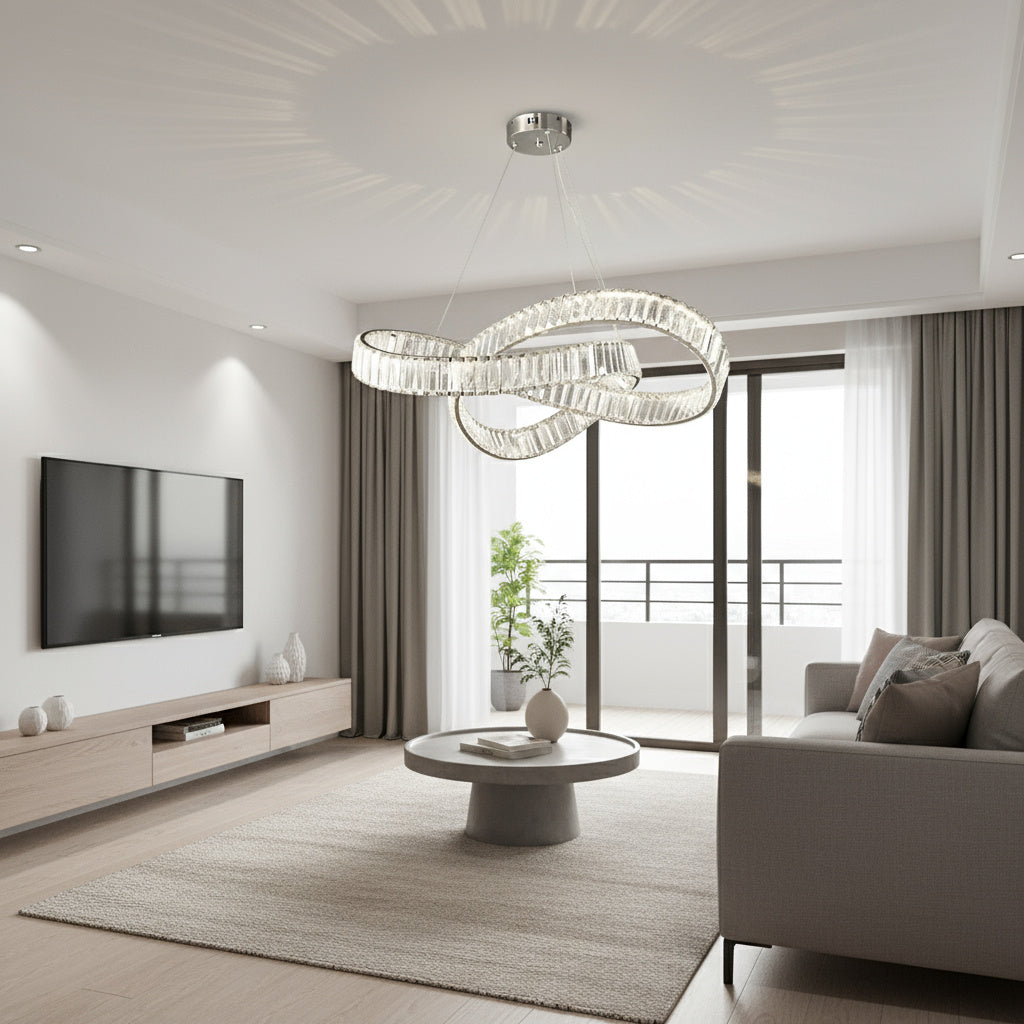 Lustra LED LEVA Cristal Silver 3 Functii Telecomanda