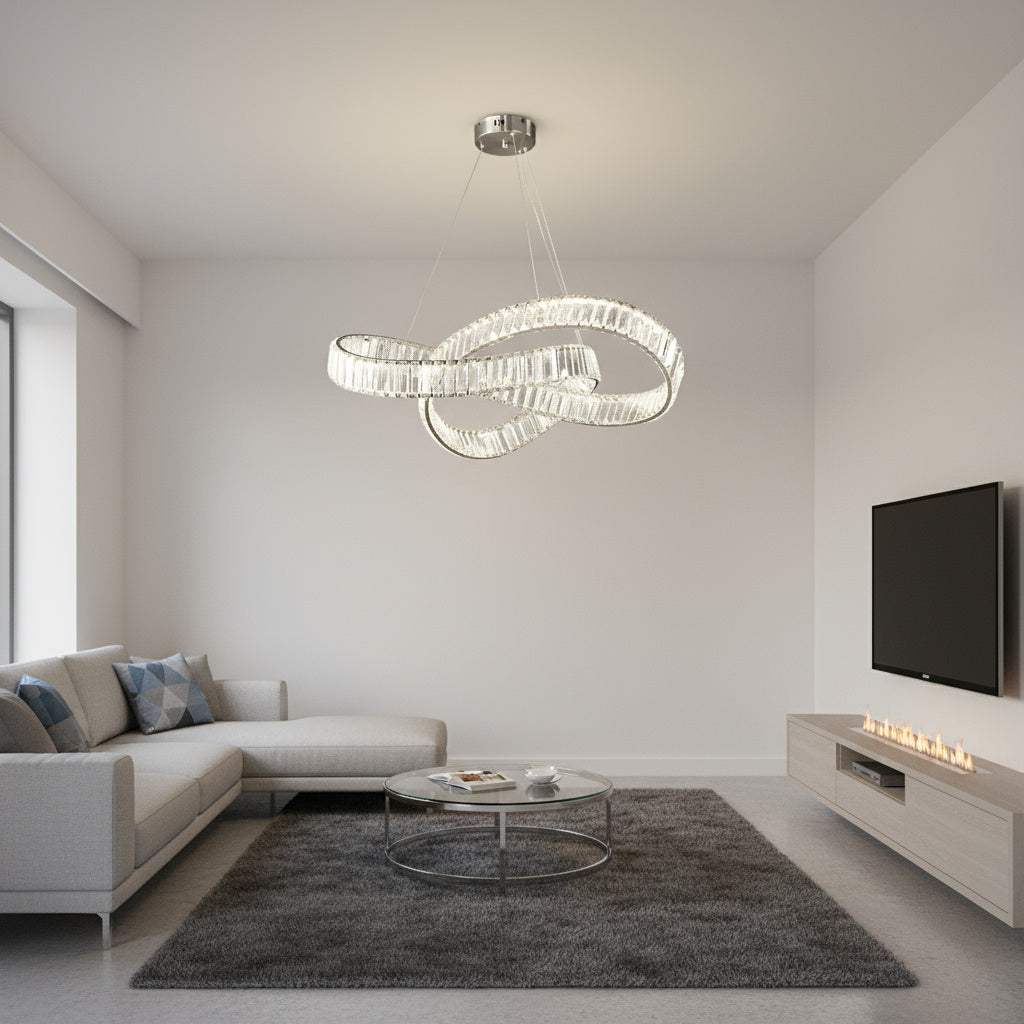 Lustra LED LEVA Cristal Silver 3 Functii Telecomanda