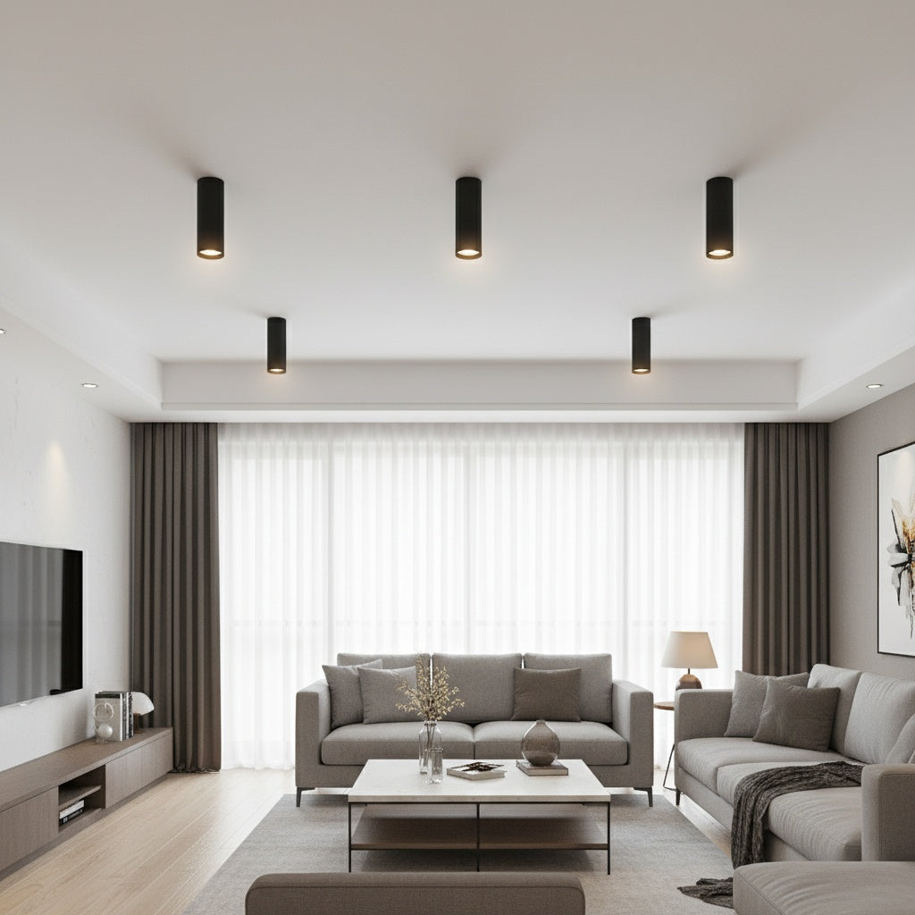 Spot Aplicat Rotund Negru Dulie GU10 Ø55x200mm