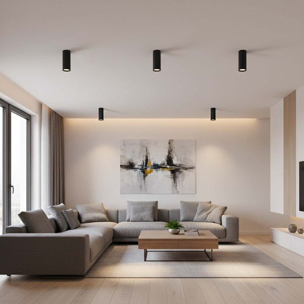 Spot Aplicat Rotund Negru Dulie GU10 Ø55x200mm