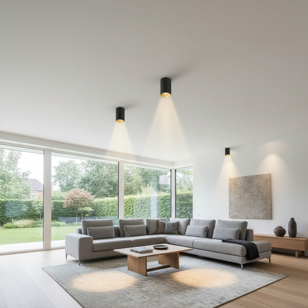 Spot Aplicat Rotund Negru & Auriu Dulie GU10 Ø80x117mm