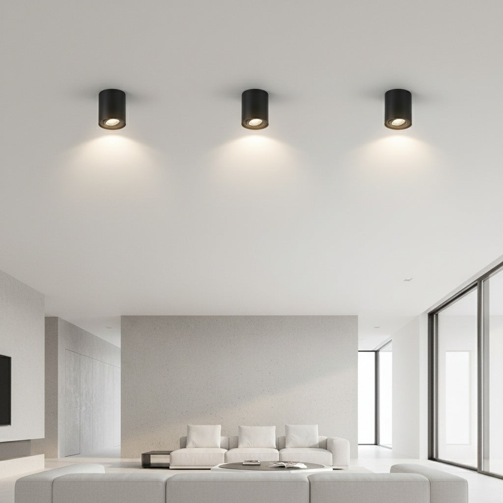 Spot Aplicat Rotund Fascicul Reglabil Negru Dulie GU10 Ø80x100mm