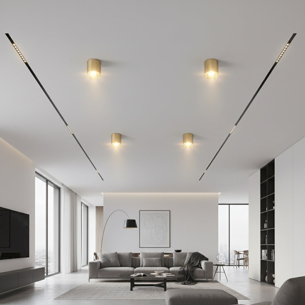 Spot Aplicat Rotund Fascicul Reglabil Auriu Dulie GU10 Ø80x100mm