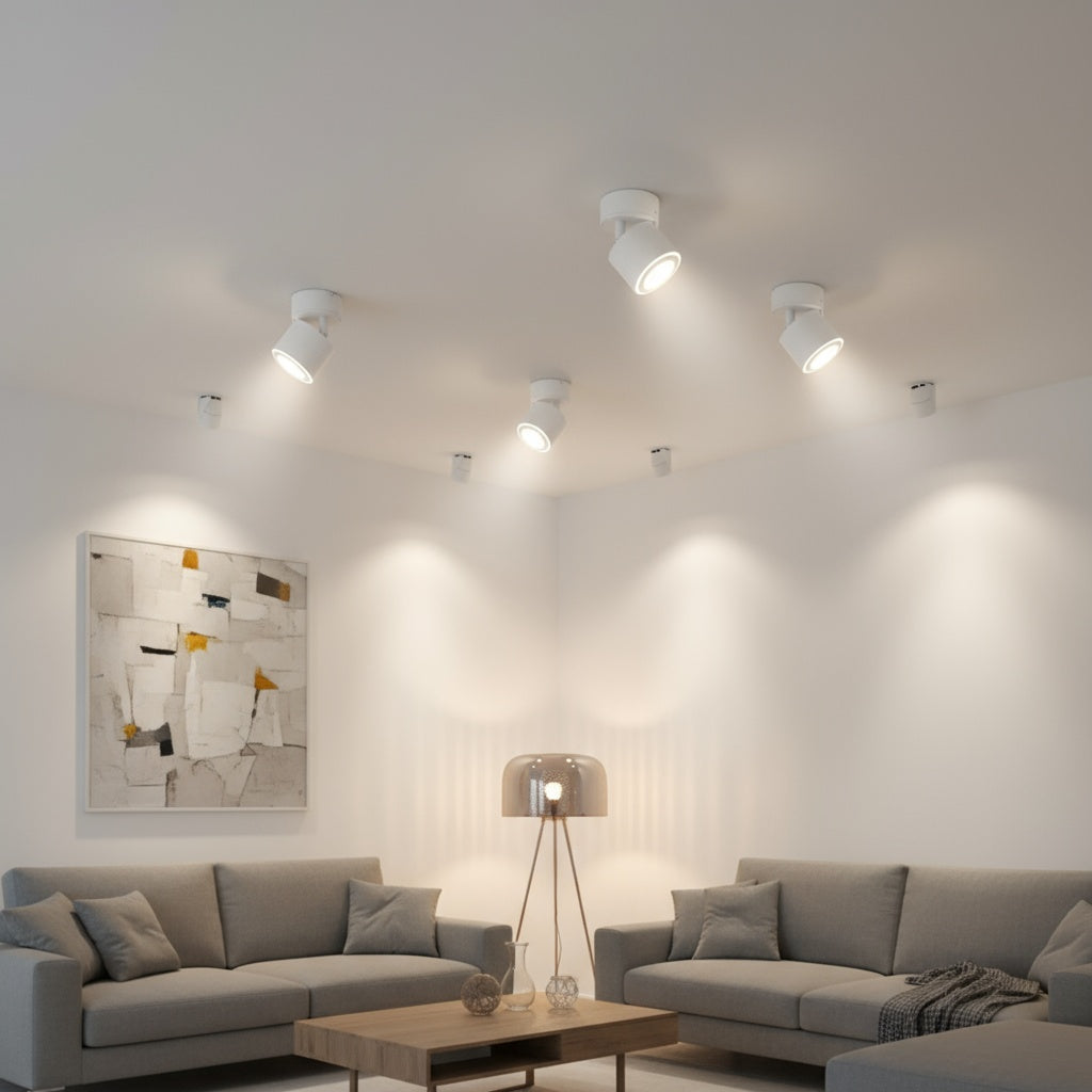 Spot LED Premium Aplicat Orientabil Rotund Alb 3 Moduri de Iluminare