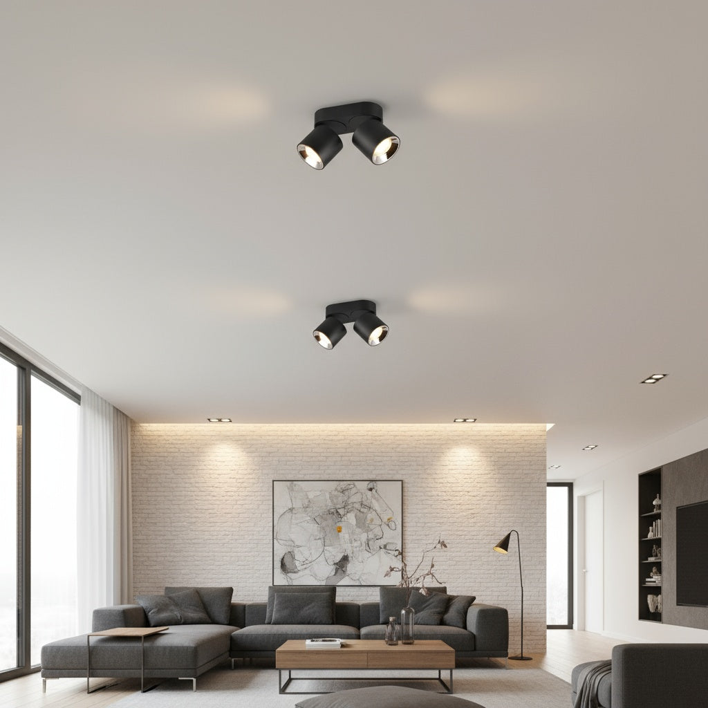 Spot Aplicat Orientabil Dreptunghiular Negru Dulie 2xGU10 L18 x H12CM