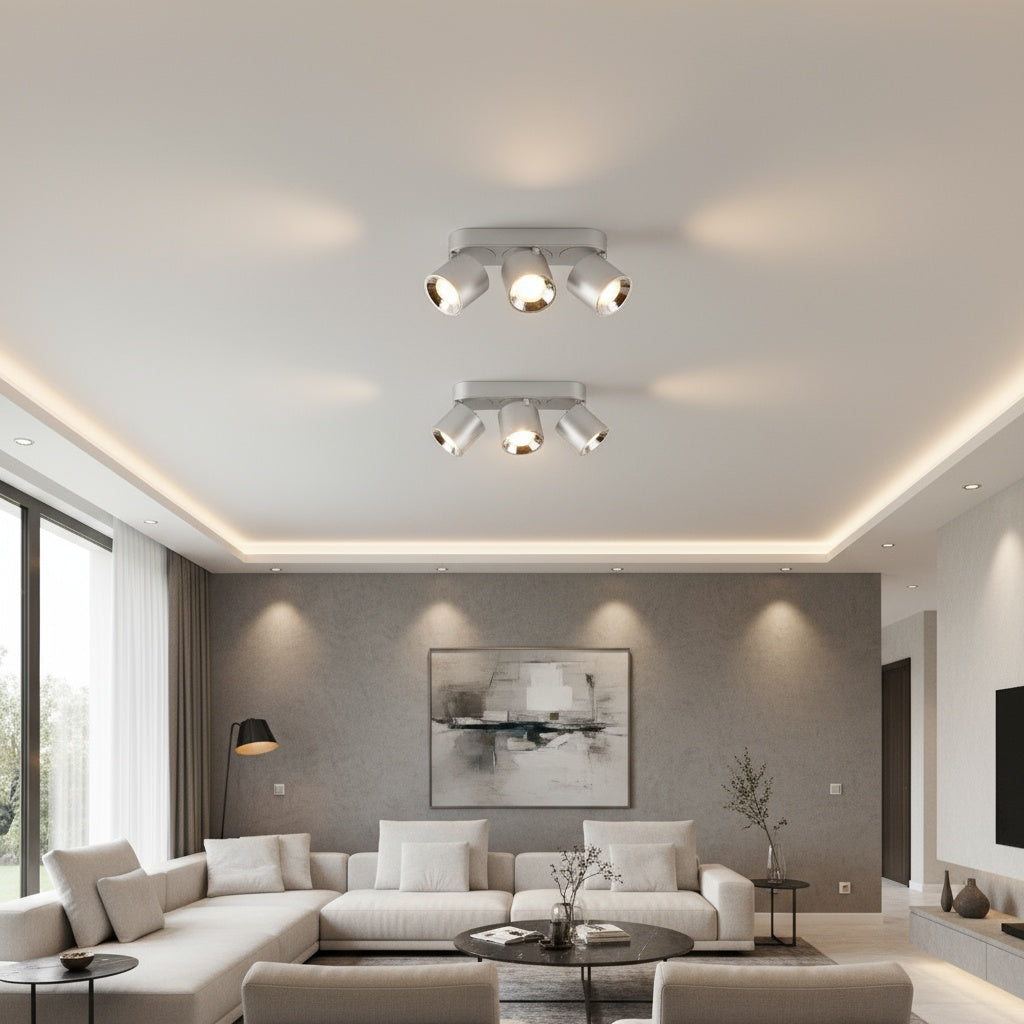 Spot Aplicat Orientabil Dreptunghiular Argintiu Dulie 3xGU10 L27.3 x H12CM