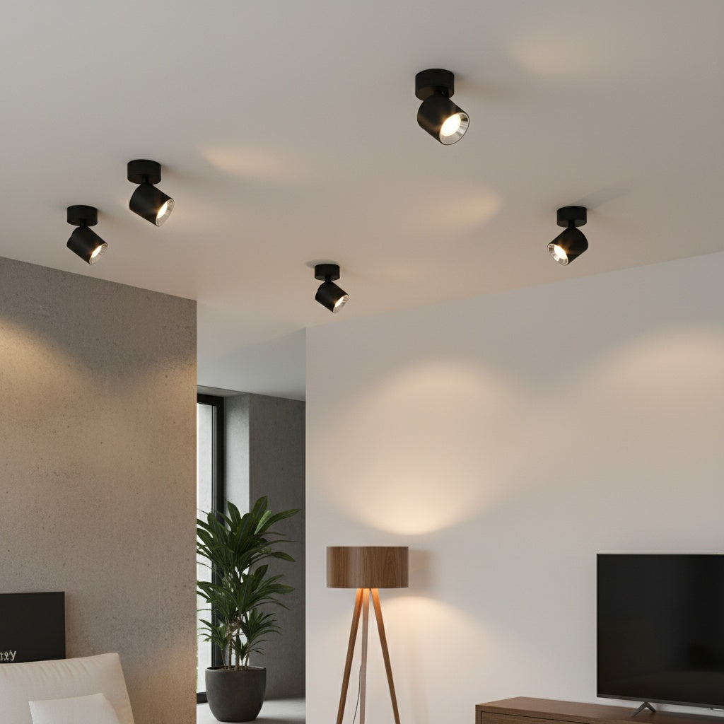 Spot Aplicat Orientabil Rotund Negru Dulie GU10 Ø8.7x12CM