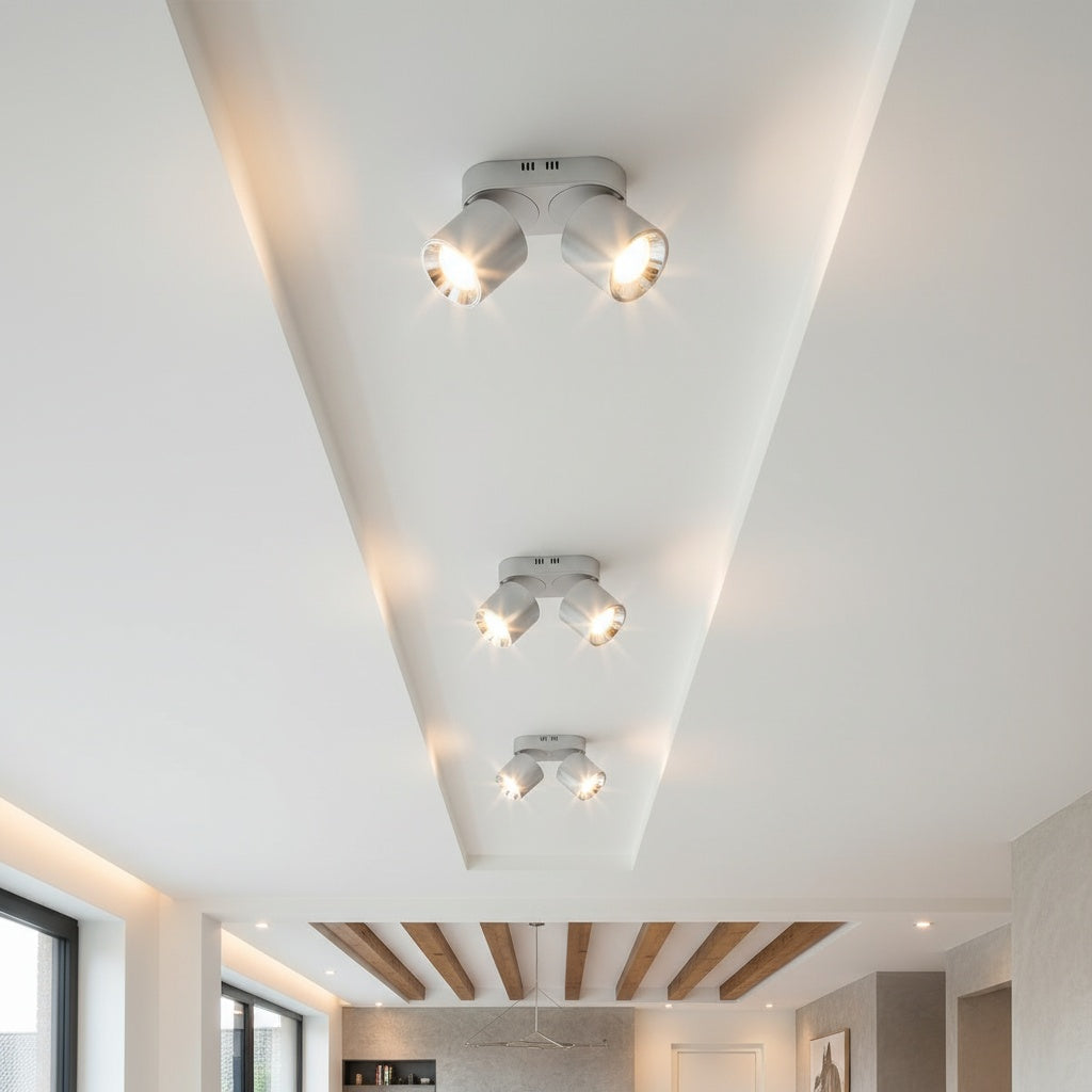 Spot Aplicat Orientabil Dreptunghiular Argintiu Dulie 2xGU10 L18 x H12CM