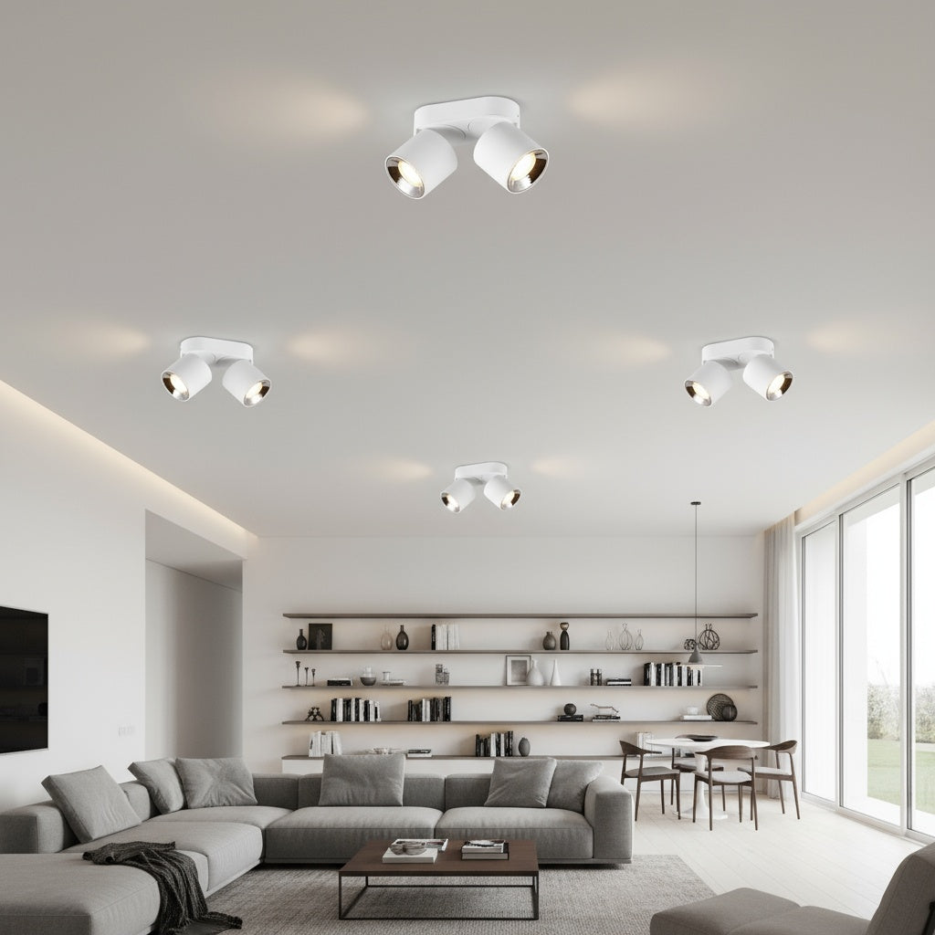 Spot Aplicat Orientabil Dreptunghiular Alb Dulie 2xGU10 L18 x H12CM