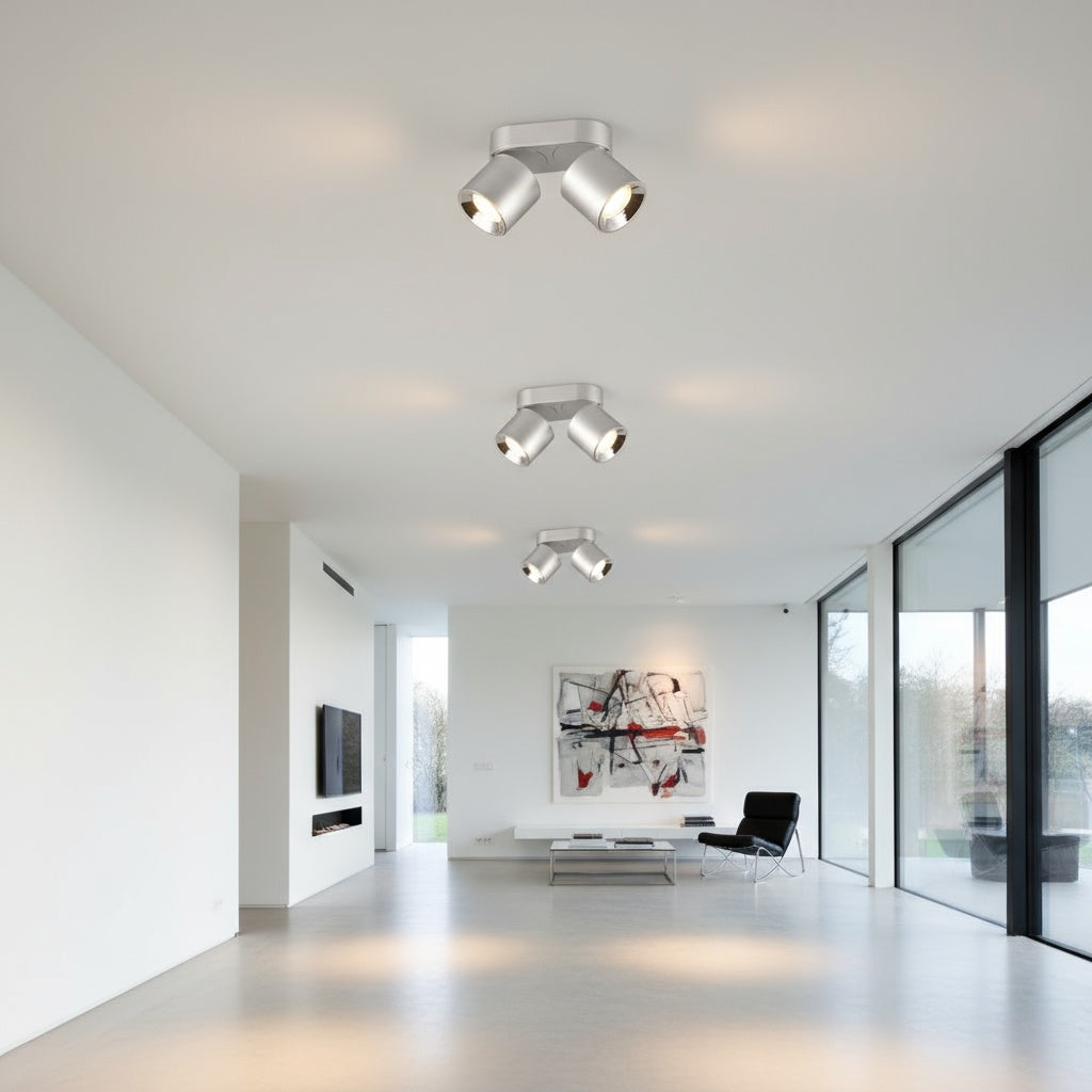 Spot Aplicat Orientabil Dreptunghiular Argintiu Dulie 2xGU10 L18 x H12CM