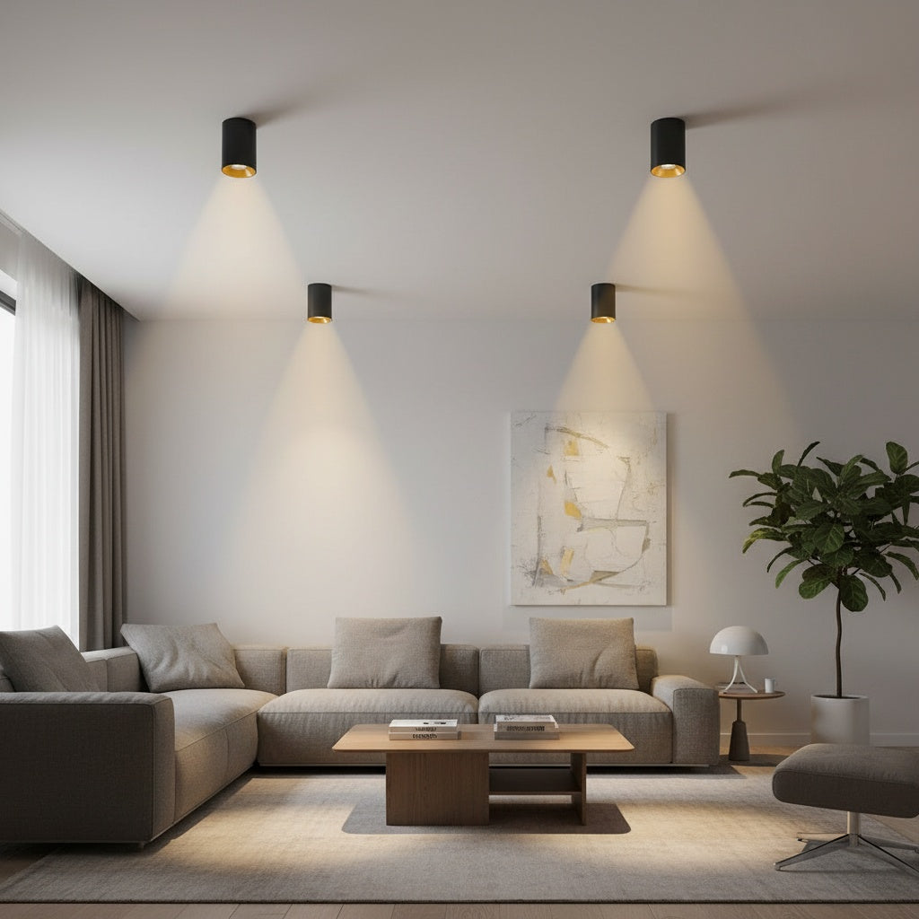 Spot Aplicat Rotund Negru & Auriu Dulie GU10 Ø80x117mm