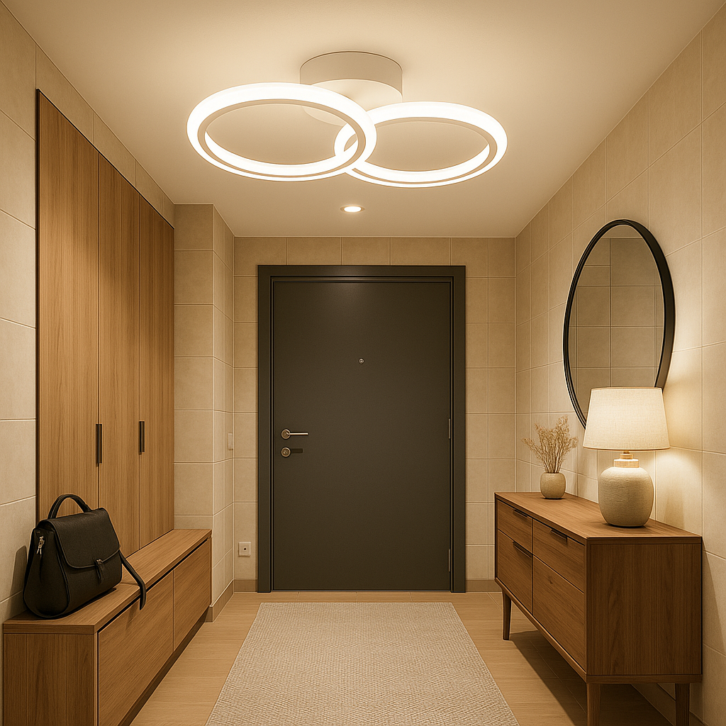 Lustra LED 1+1 Circle Design Alb Echivalent 300W Telecomanda