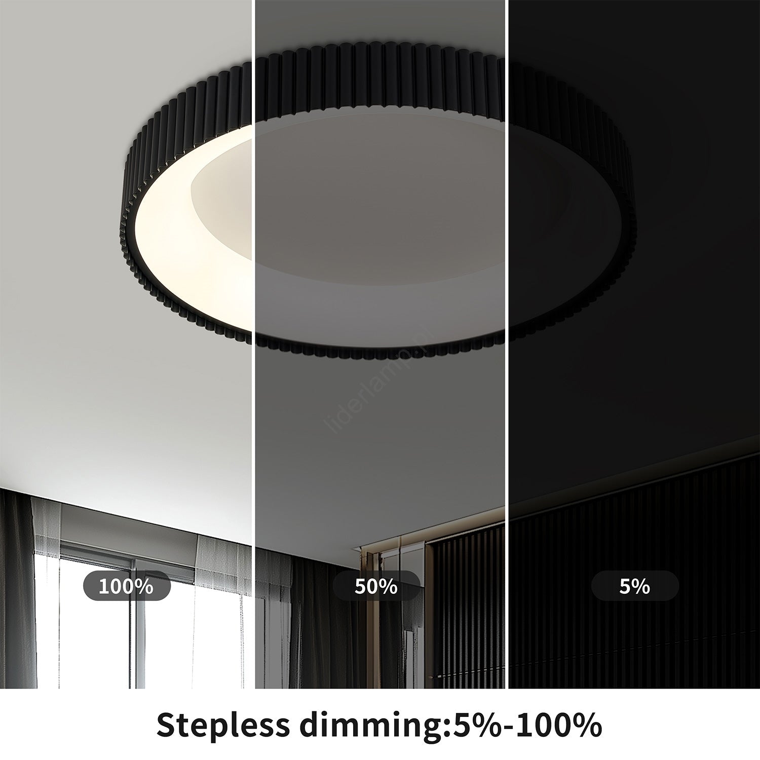 Lustra LED Aplicata PALLADIO Black Echivalent 700W Telecomanda