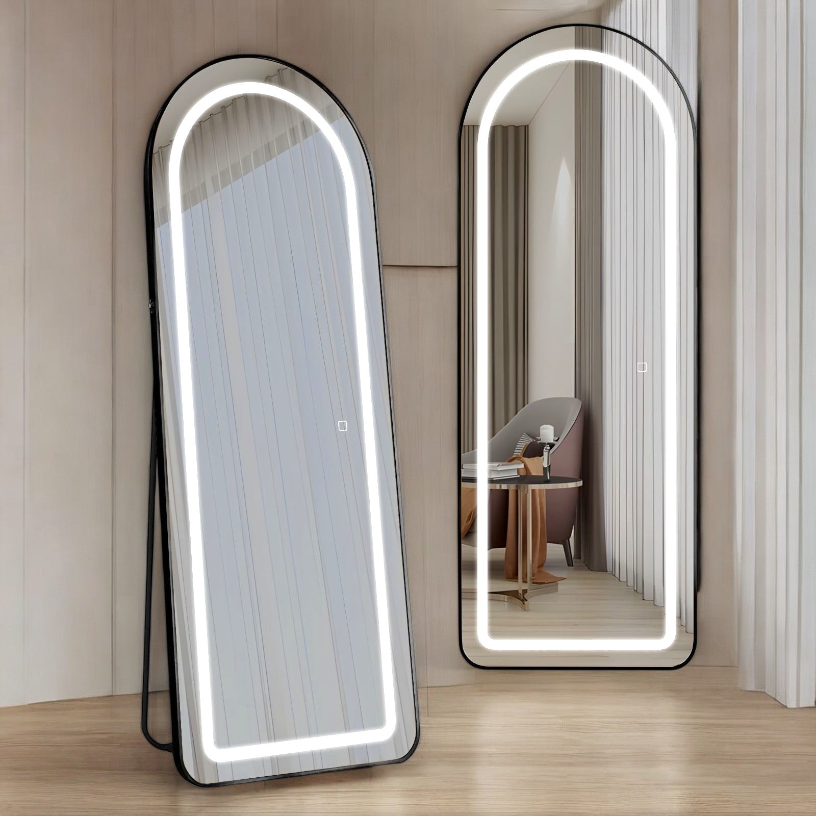 Oglinda LED cu Touch 50x160cm Floor Standing Black Arque