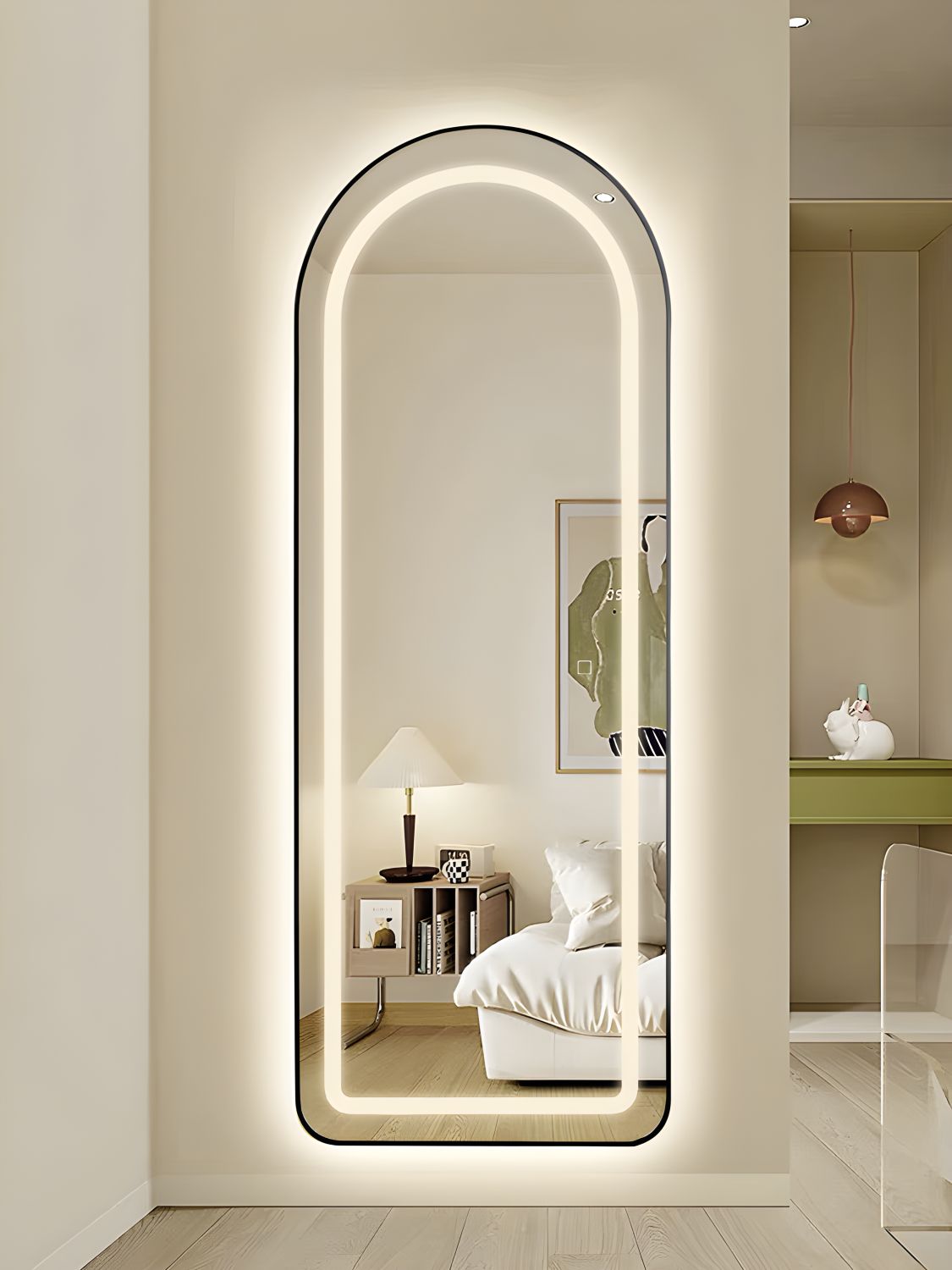 Oglinda LED cu Touch 50x160cm Floor Standing Black Arque