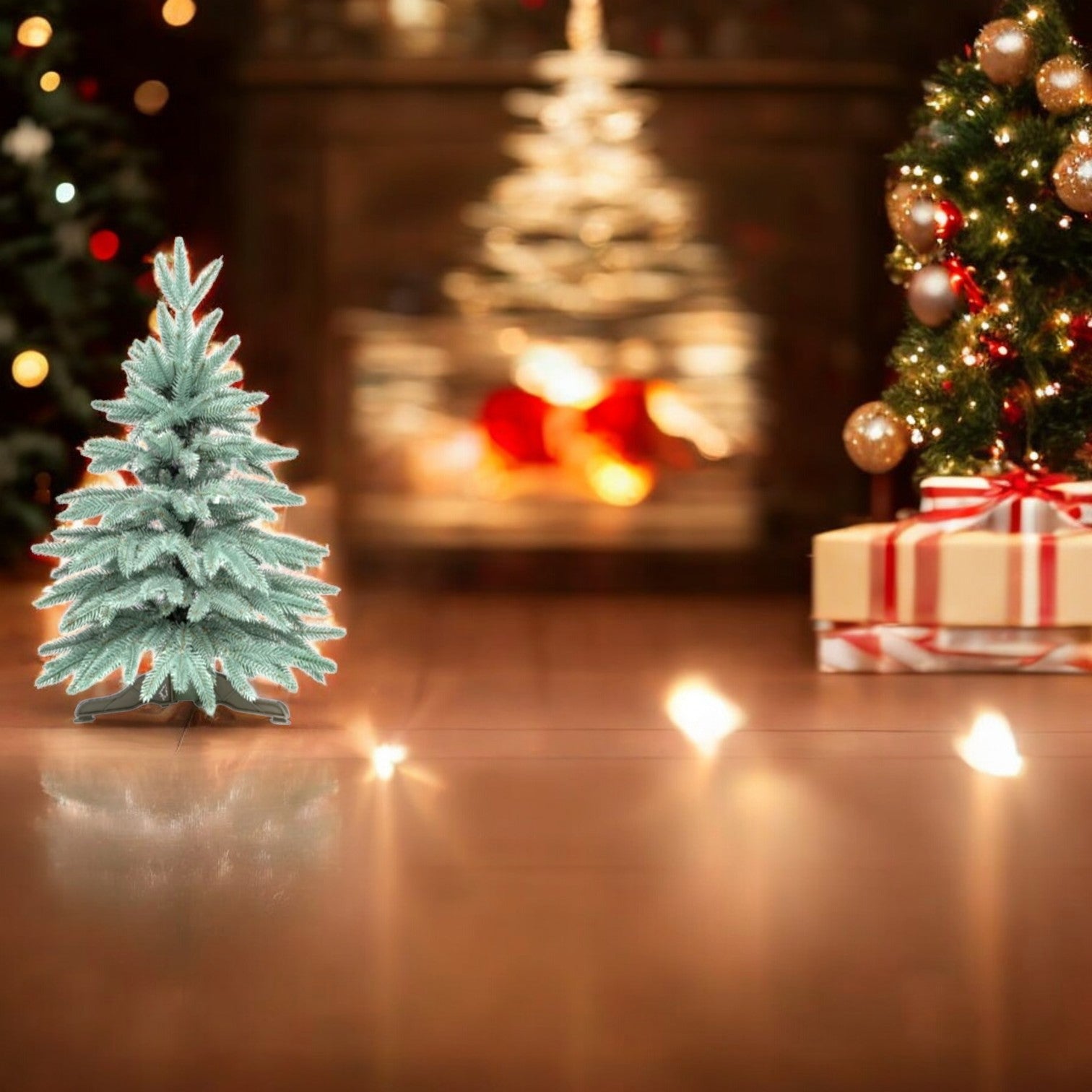 Brad Artificial de Craciun 60cm Nordic Blue 62 Ramuri cu Ace 3D, Aspect Natural