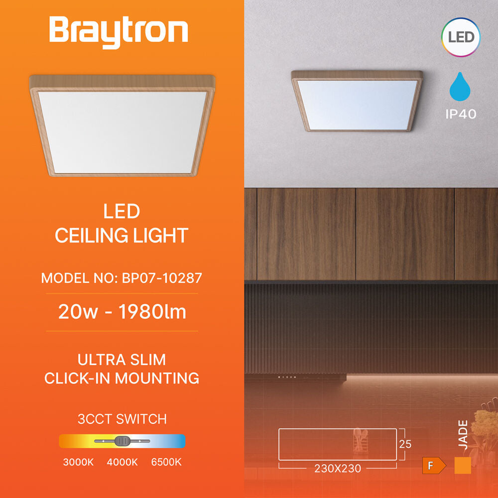 Plafoniera LED Zetta 23x23CM Maro IP40 3 Lumini Echivalent 160W