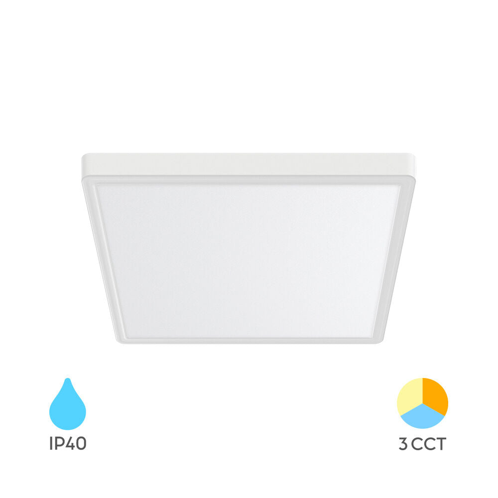 Plafoniera LED Zetta 30x30CM Alba IP40 3 Lumini Echivalent 200W