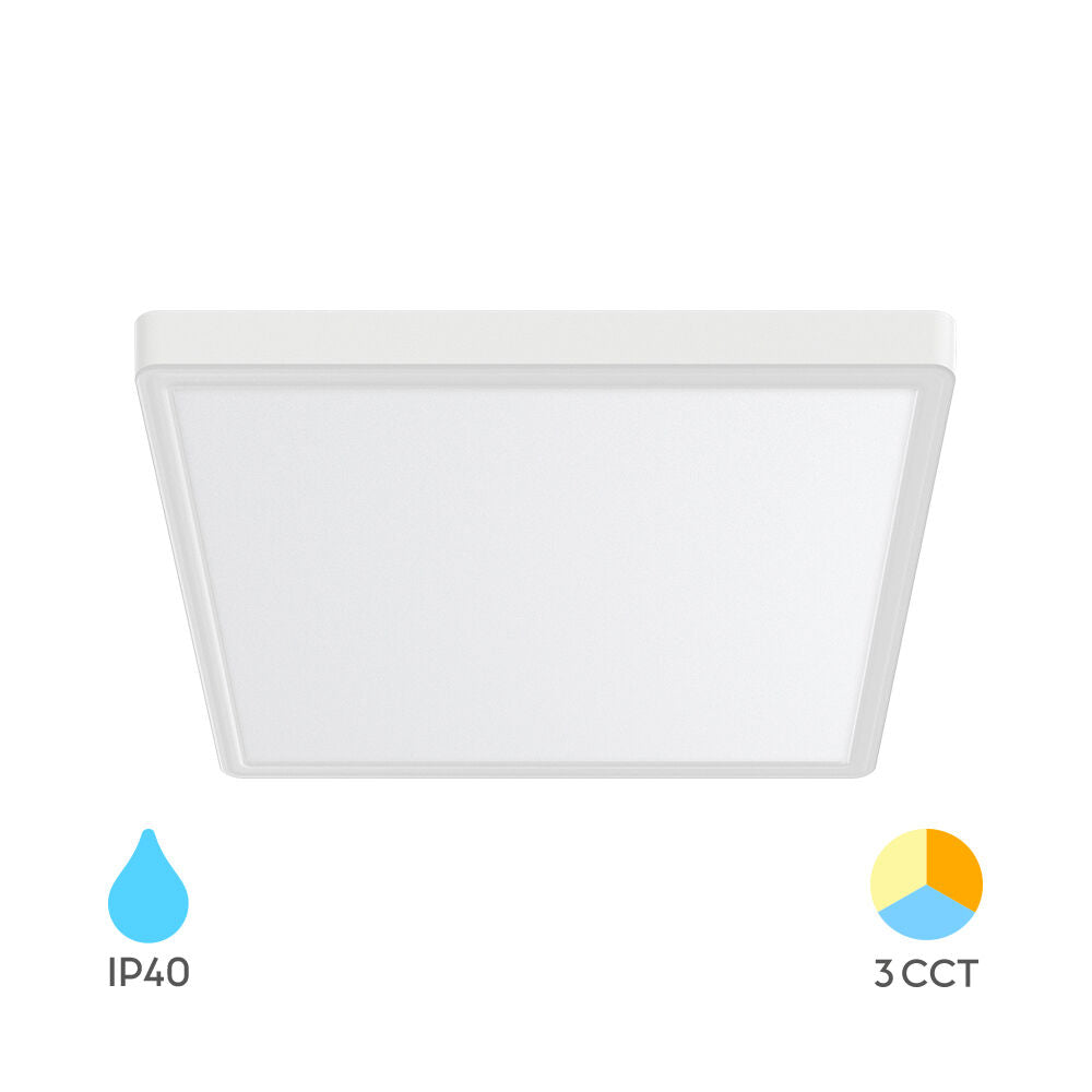 Plafoniera LED Zetta 40x40CM Alba IP40 3 Lumini Echivalent 250W