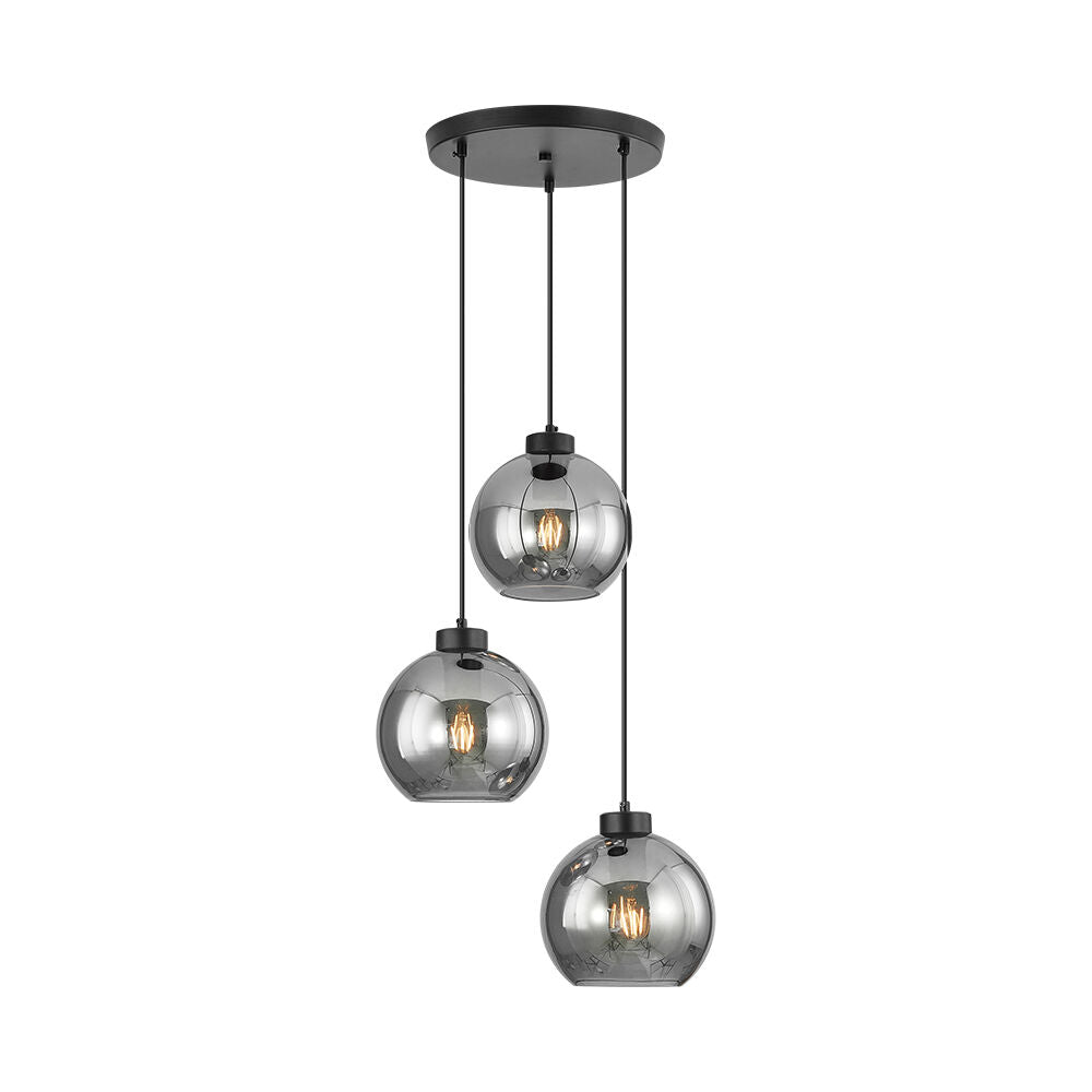 Lustra Abajur Fumuriu FIORE Suport Rotund 3xE27 NEAGRA / ABAJUR Chandeliers