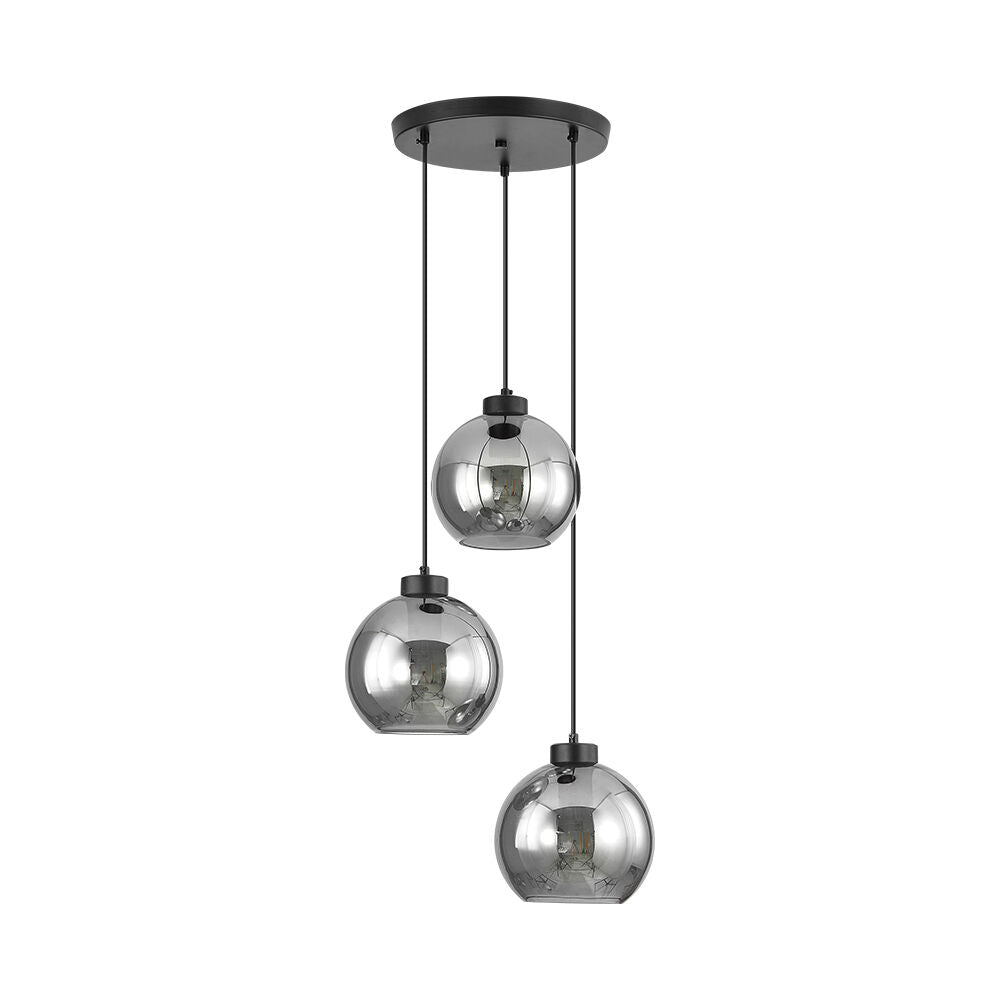 Lustra Abajur Fumuriu FIORE Suport Rotund 3xE27 NEAGRA / ABAJUR Chandeliers