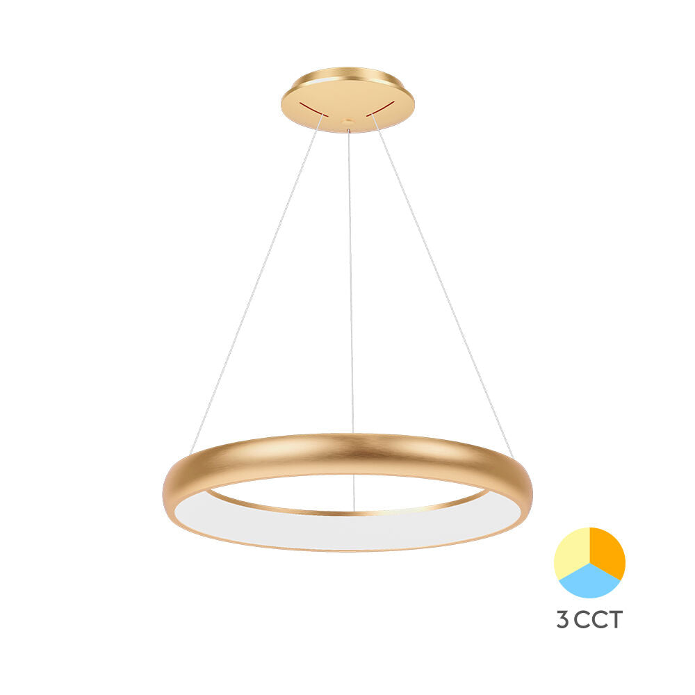 Lustra LED Suspendata BELLA Gold, 3 Lumini din buton Echivalent 500W