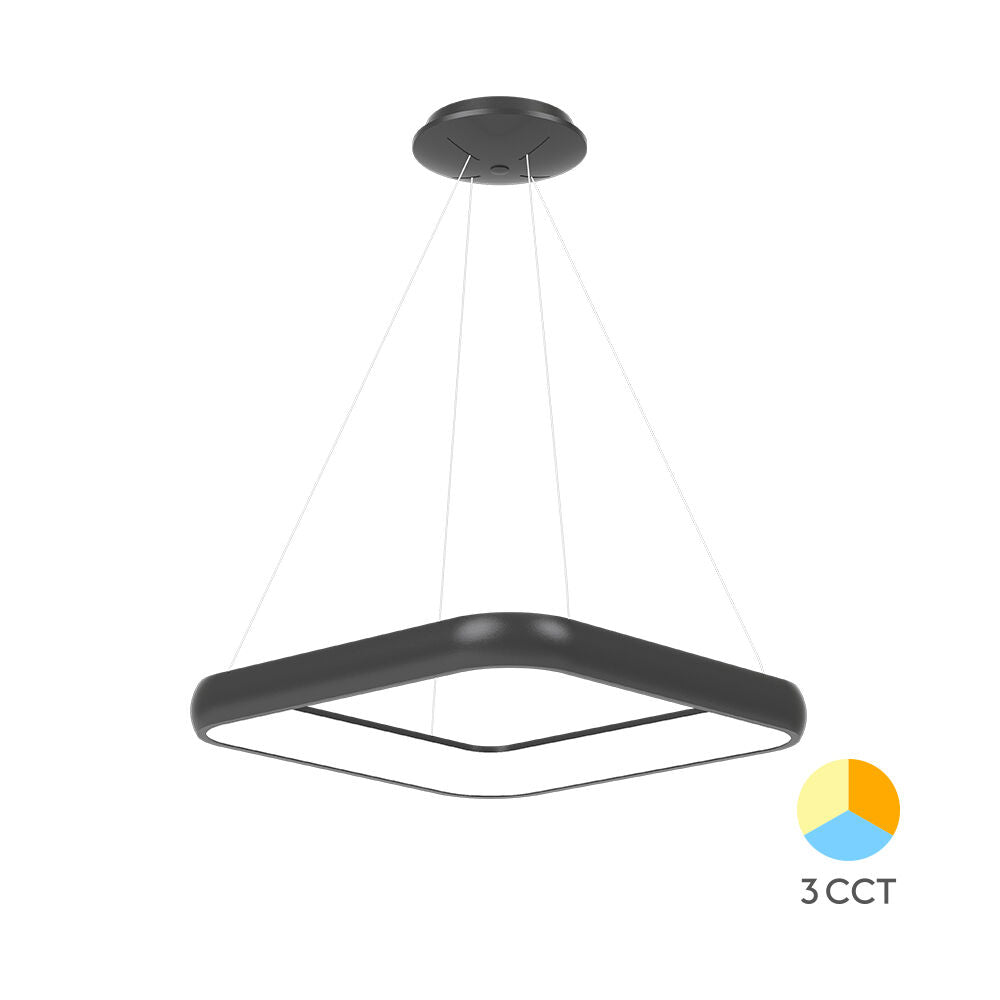 Lustra LED Suspendata BELLA Black Square, 3 Lumini din buton Echivalent 500W