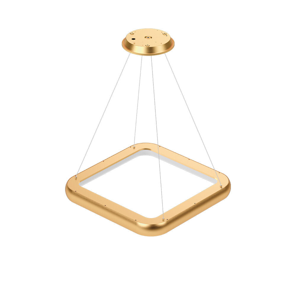 Lustra LED Suspendata BELLA Gold Square, 3 Lumini din buton Echivalent 500W