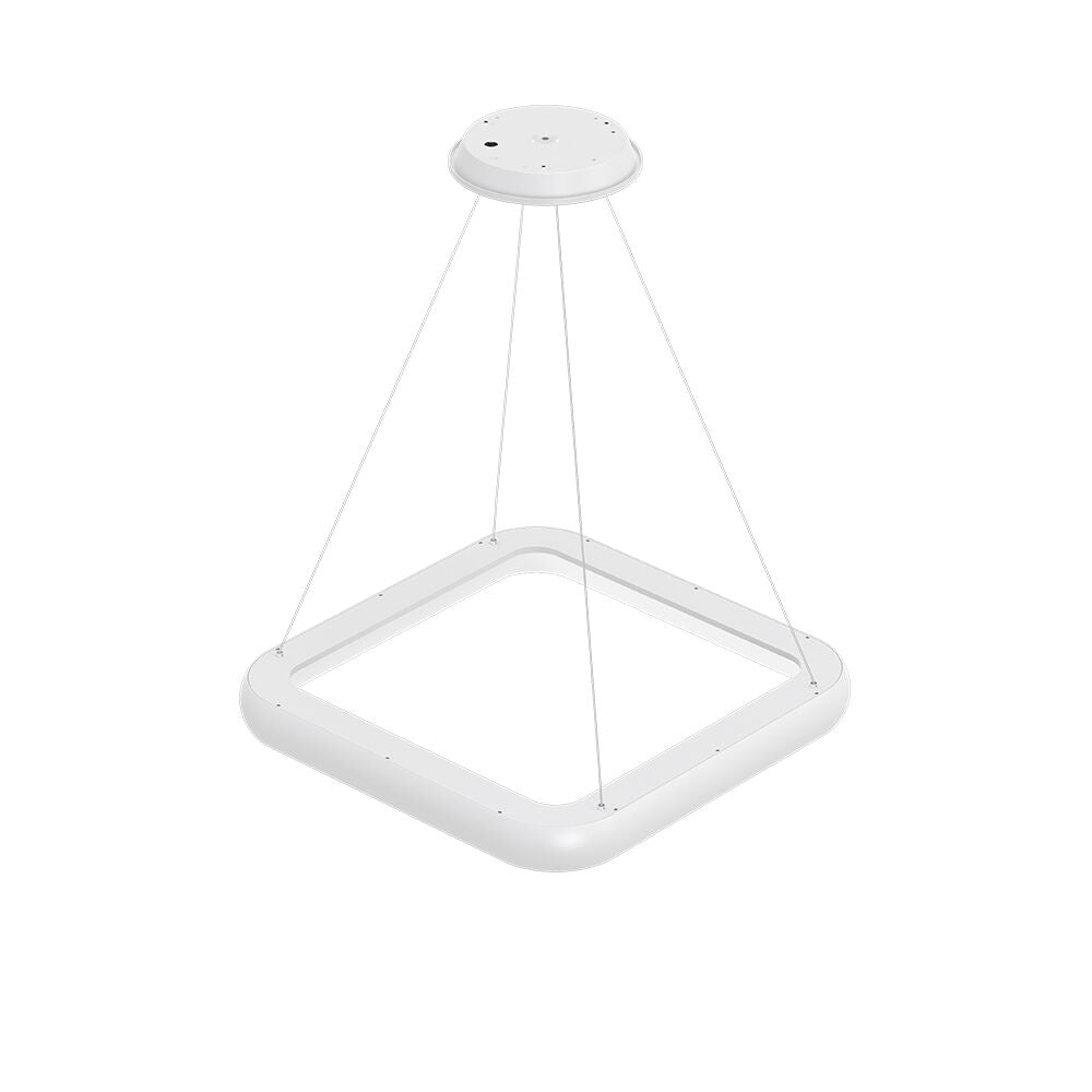 Lustra LED Suspendata BELLA White Square, 3 Lumini din buton Echivalent 500W