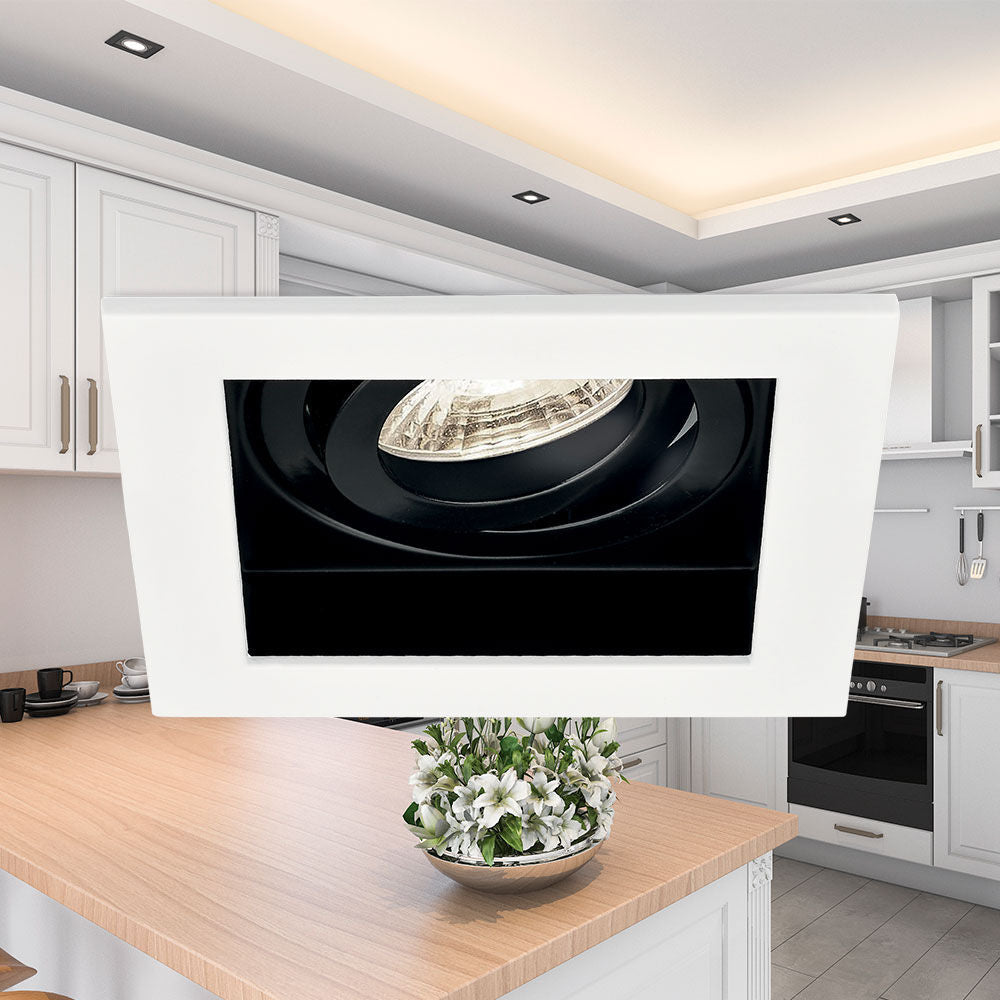 Spot Incastrat Patrat Fascicul Reglabil Alb & Negru Dulie MR16 L100xH30mm