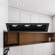 Spot Incastrat Dreptunghiular Fascicul Reglabil Negru Dulie 3xMR16 L270xH33mm