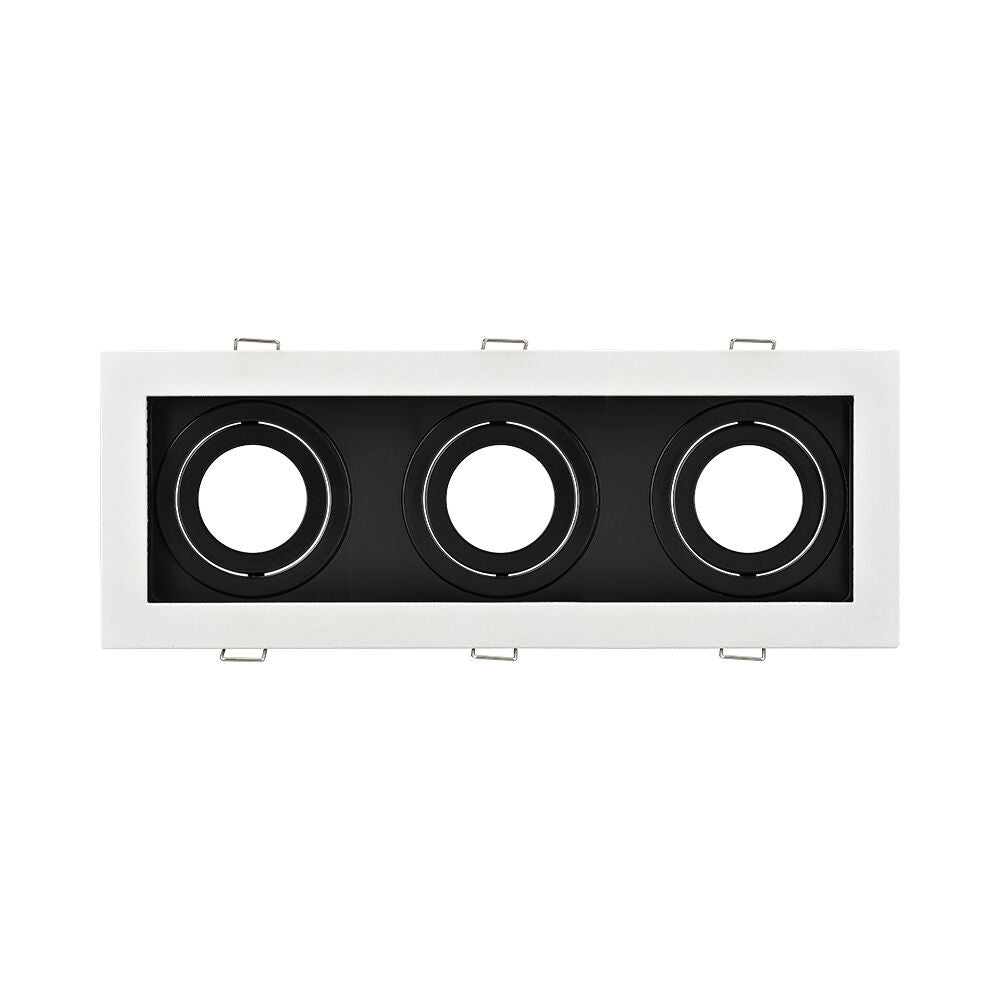 Spot Incastrat Dreptunghiular Fascicul Reglabil Alb & Negru Dulie 3xMR16 L270xH33mm