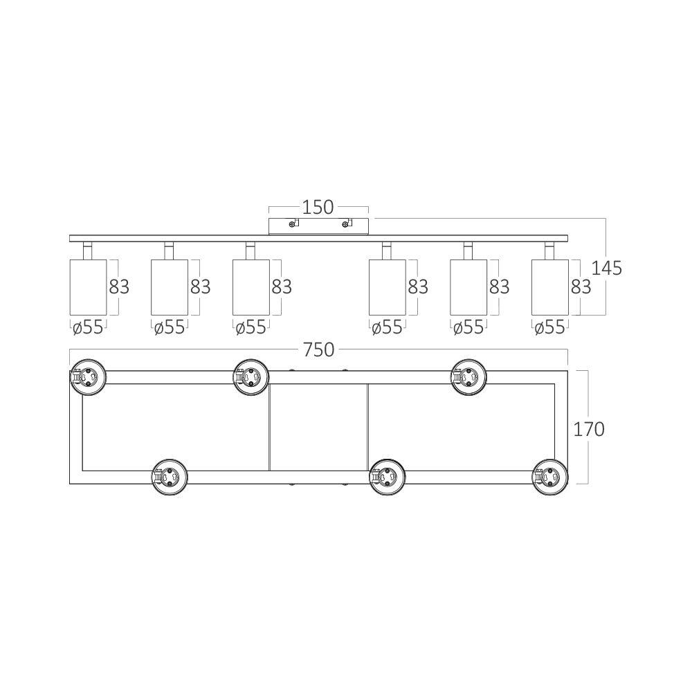 Lustra Aplicata Neagra 6xGU10 Premium