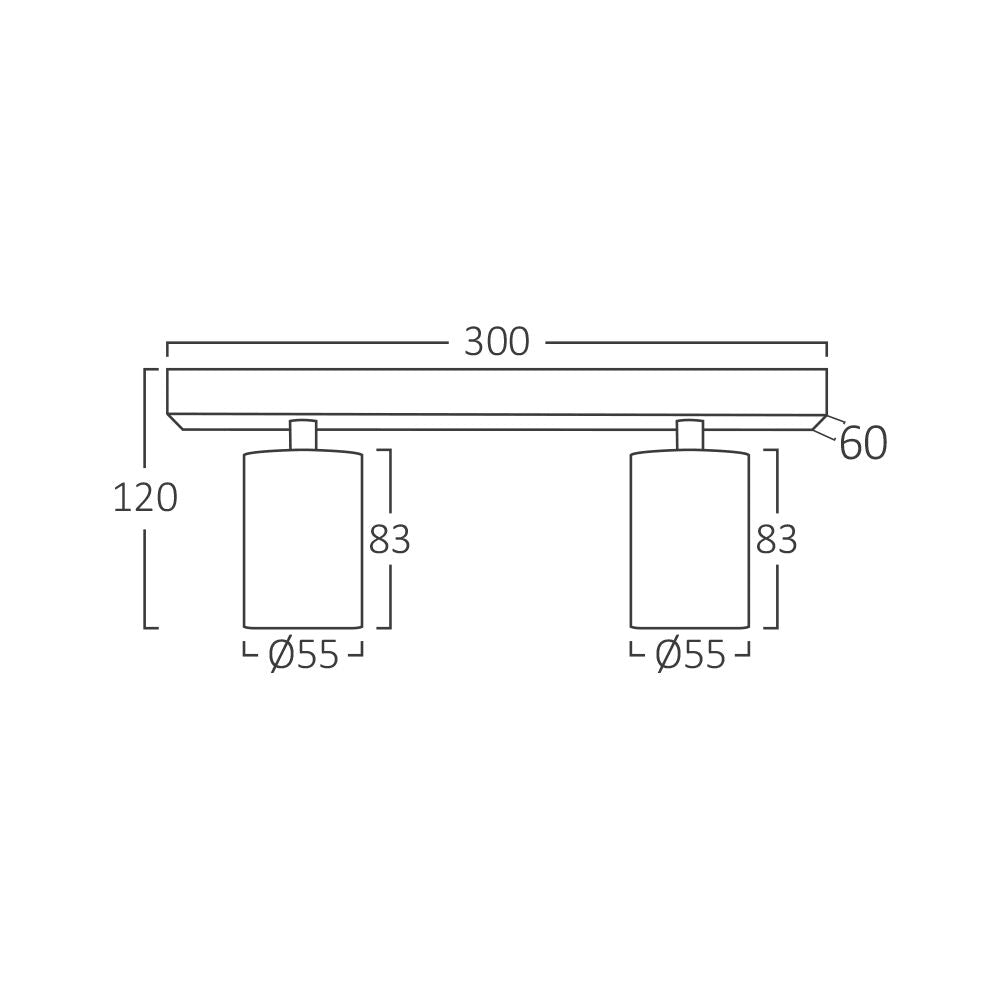 Lustra Negru & Auriu Liniara cu 2 Spoturi Reglabile 2xGU10