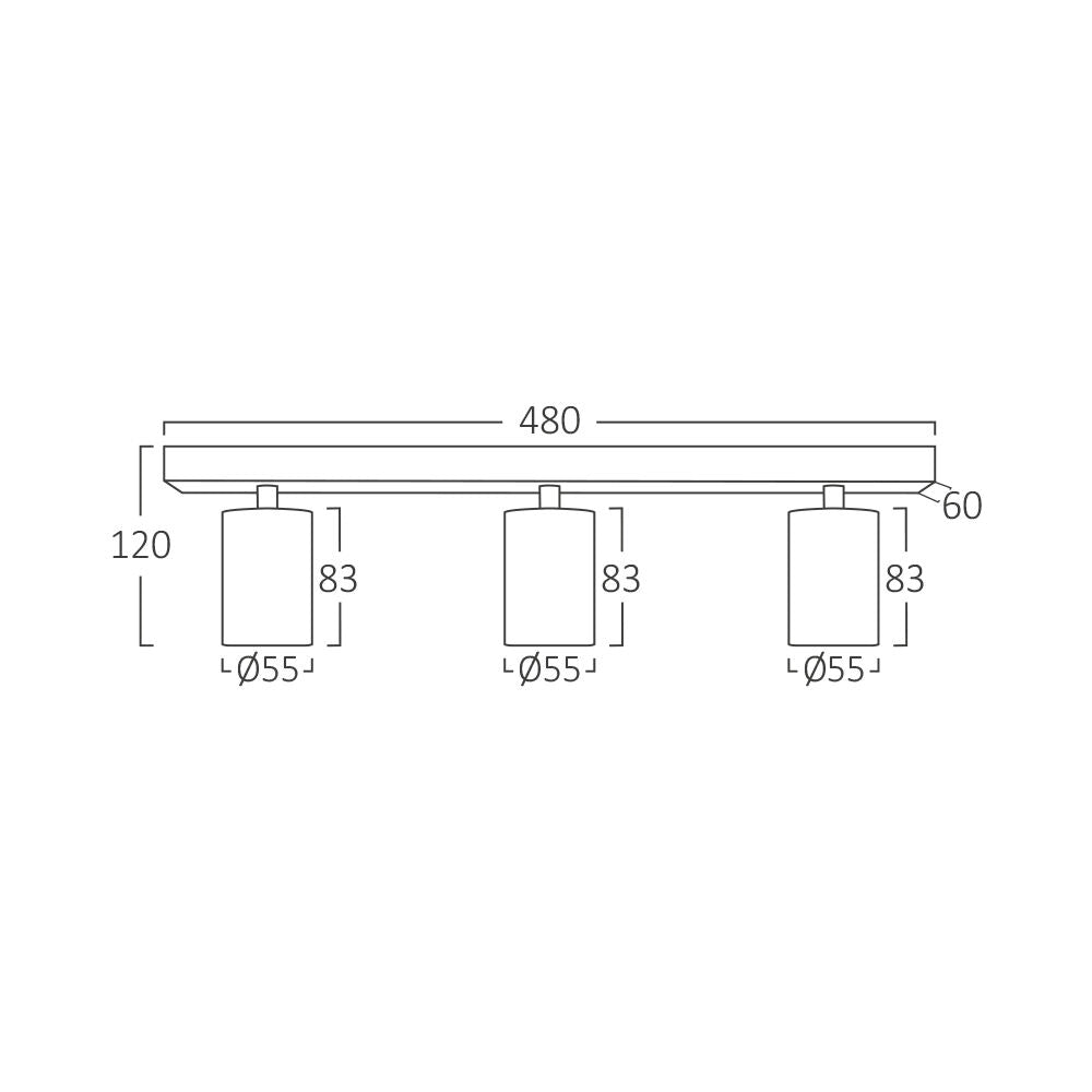 Lustra Negru & Auriu Liniara cu 3 Spoturi Reglabile 3xGU10