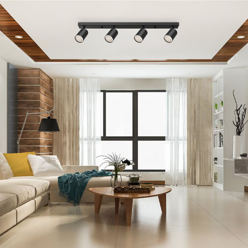 Lustra Neagra Liniara cu 4 Spoturi Reglabile 4xGU10