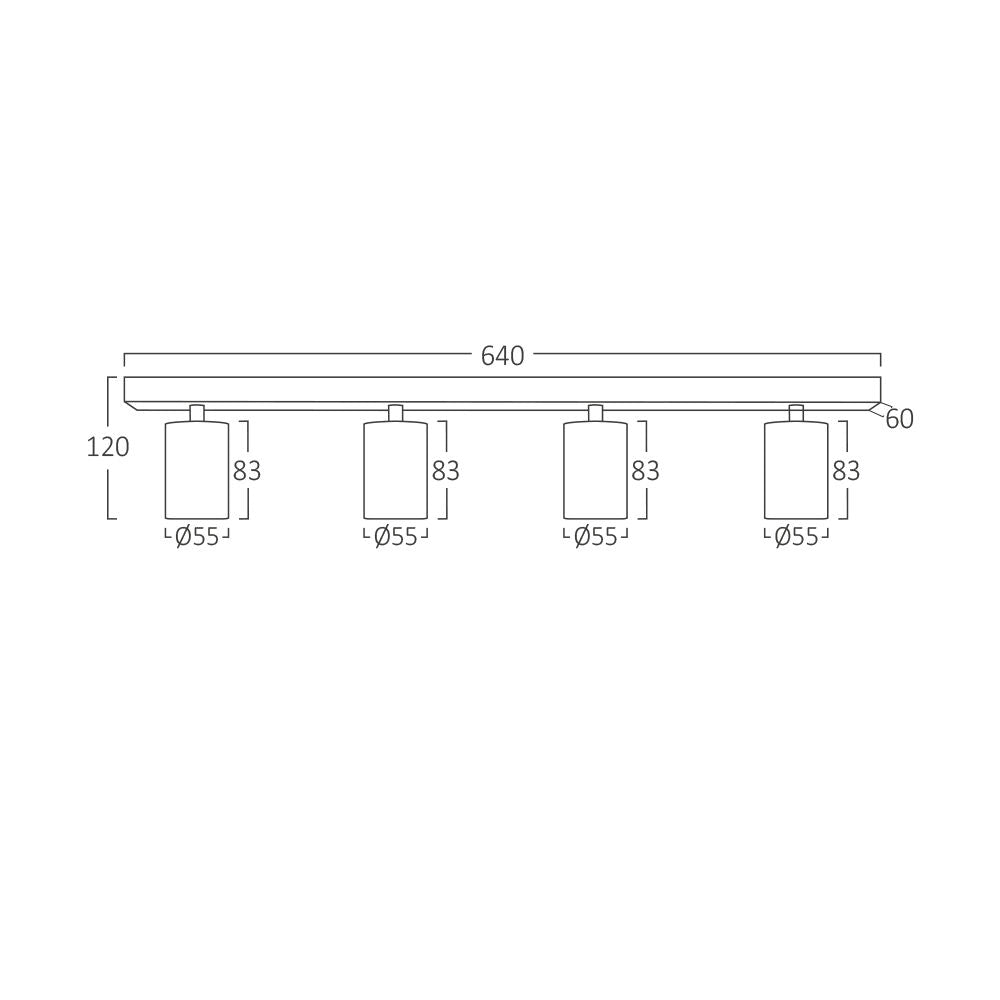 Lustra Alba Liniara cu 4 Spoturi Reglabile 4xGU10 Lighting Fixtures