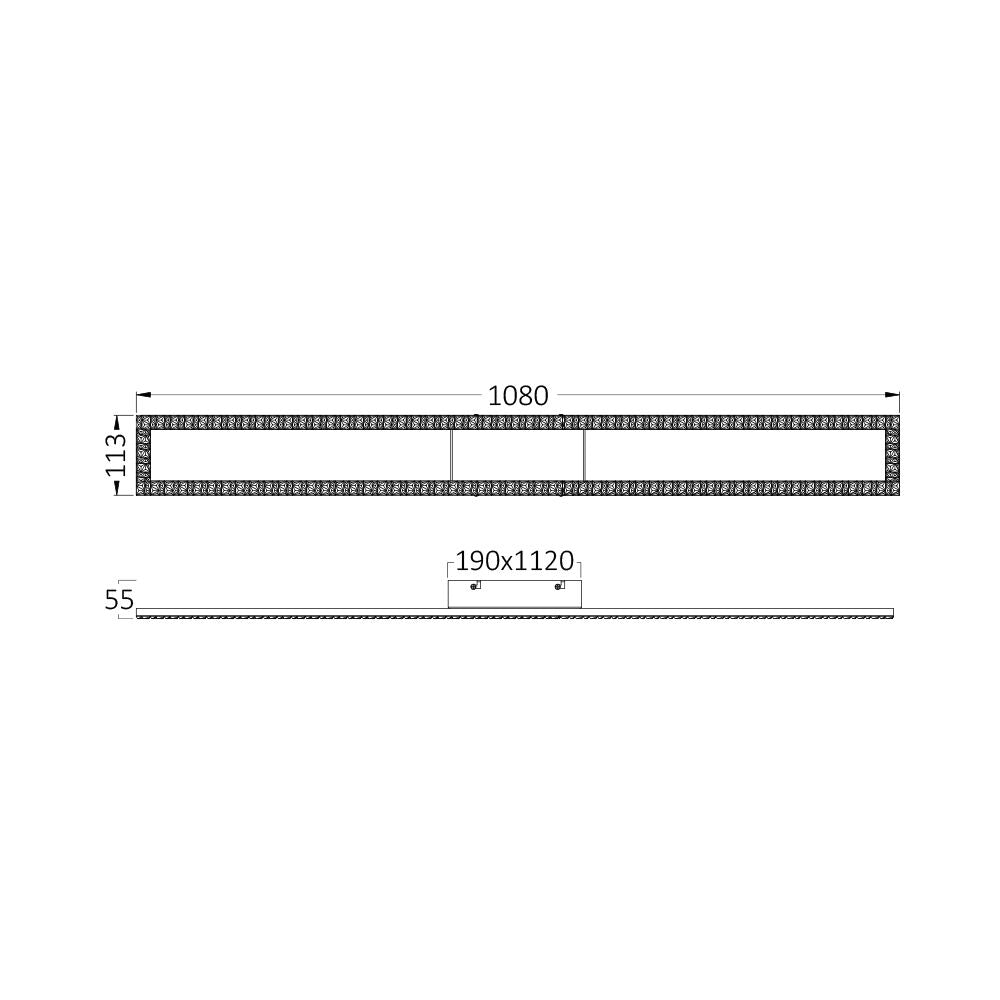 Lustra LED Rectangular 108cm Cristal Black Echivalent 400W Telecomanda