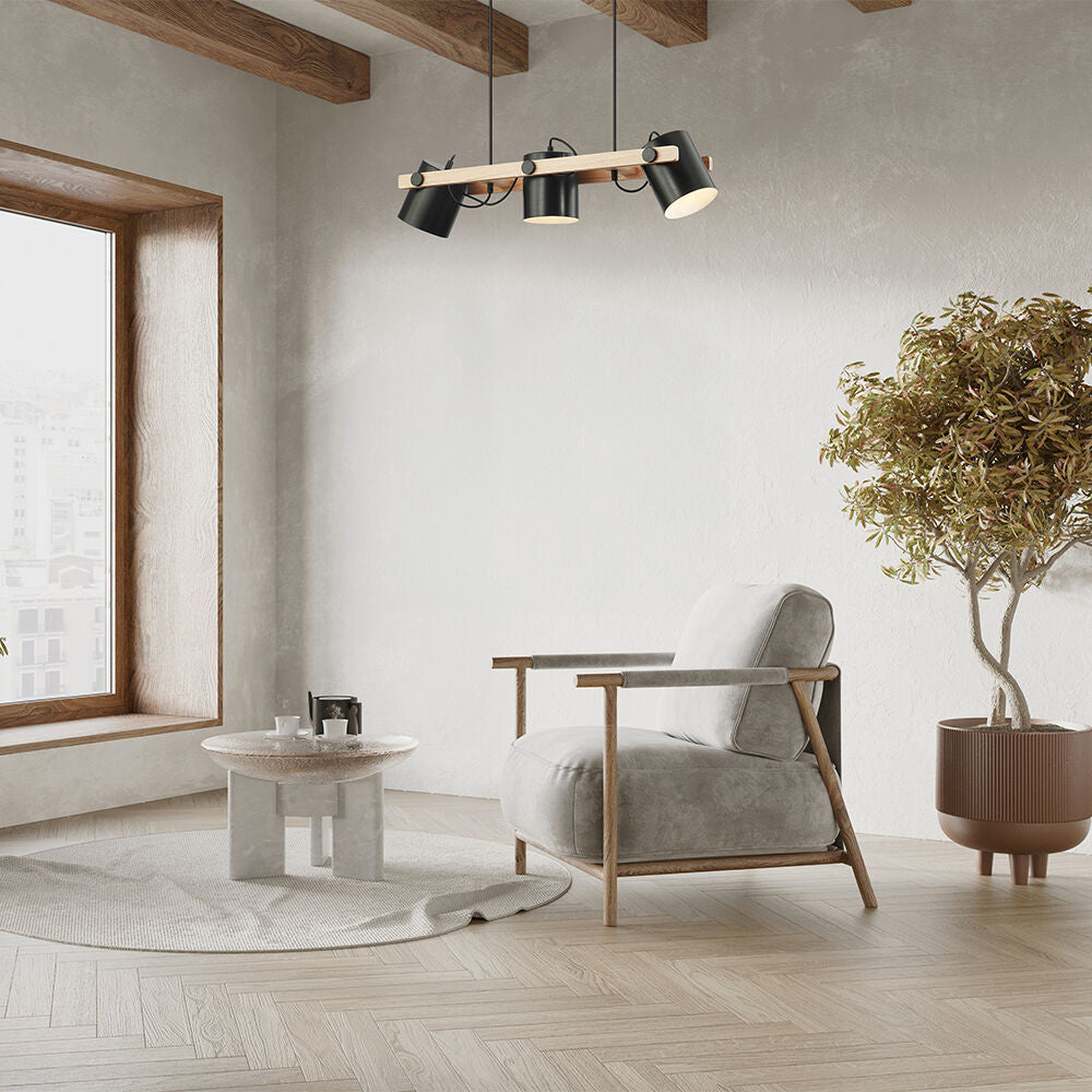 Lustra Suspendata cu 3 Spoturi Reglabile Black & Brown
