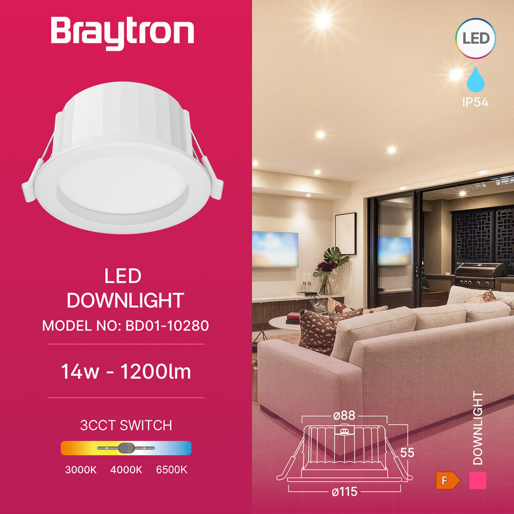 Spot LED 14W Incastrabil CCT cu 3 Lumini Rotund Alb pentru Exterior IP54