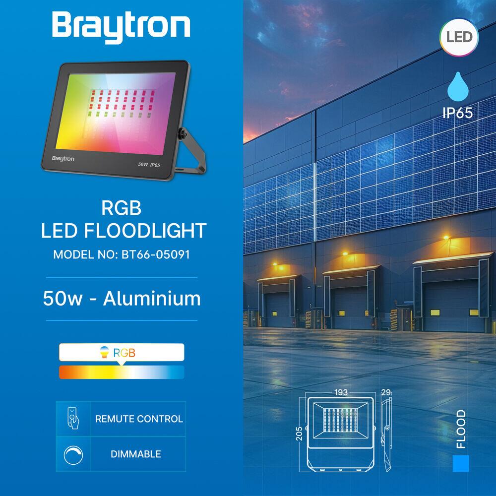 Proiector LED FLOOD Black 50W RGB IP65, Dimabil cu Telecomanda
