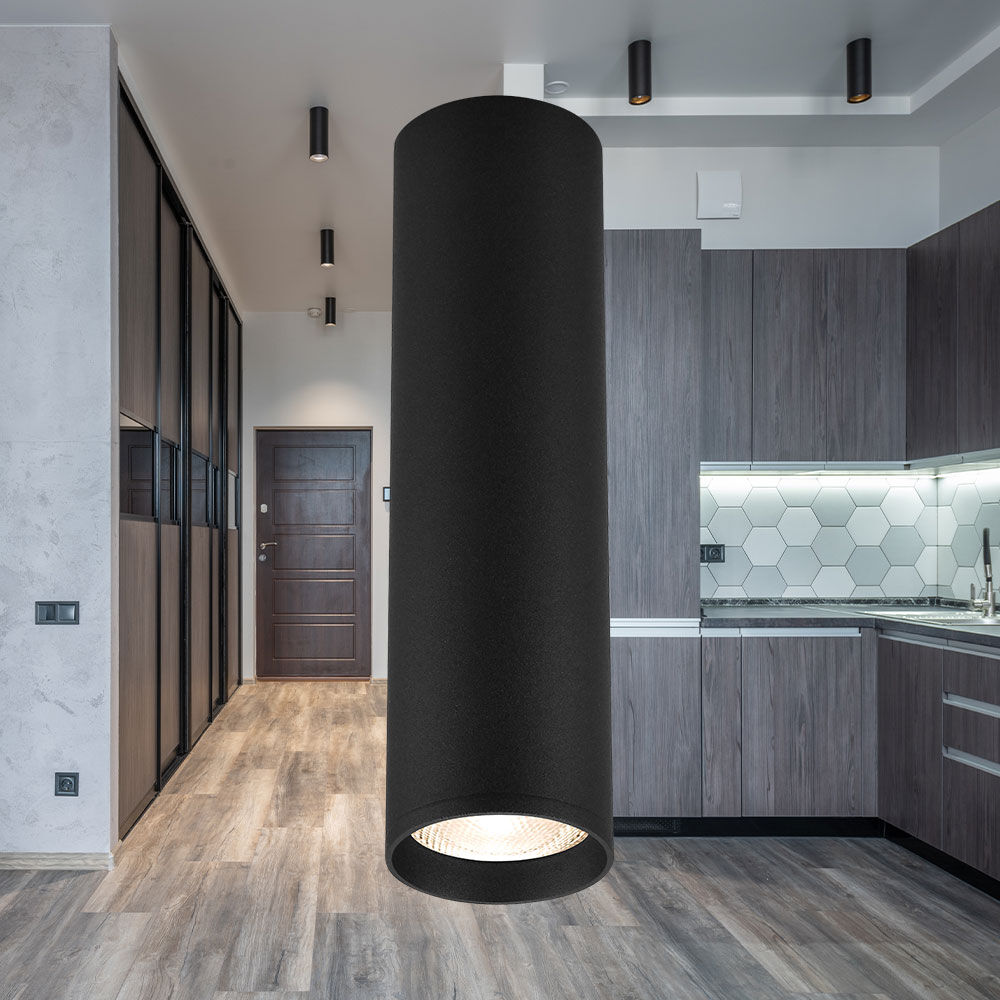 Spot Aplicat Rotund Negru Dulie GU10 Ø55x200mm